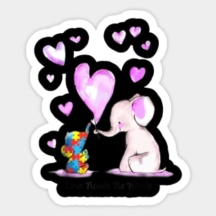 Autism Elephant Love Needs No Words Cute Sticker